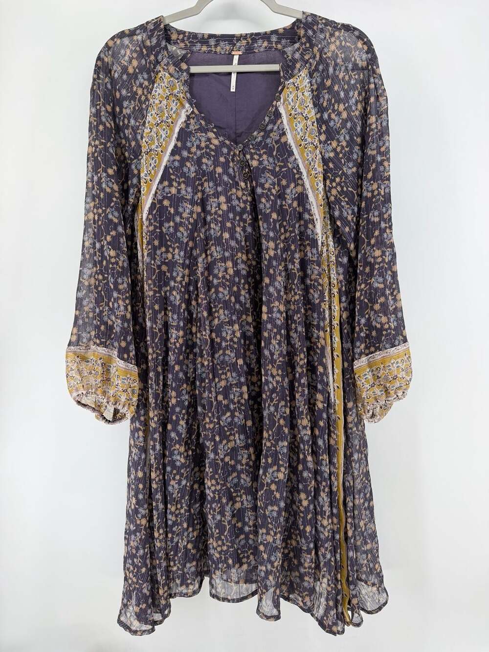 Free People Melody Laughter Dress Size M Purple Floral Boho Shift